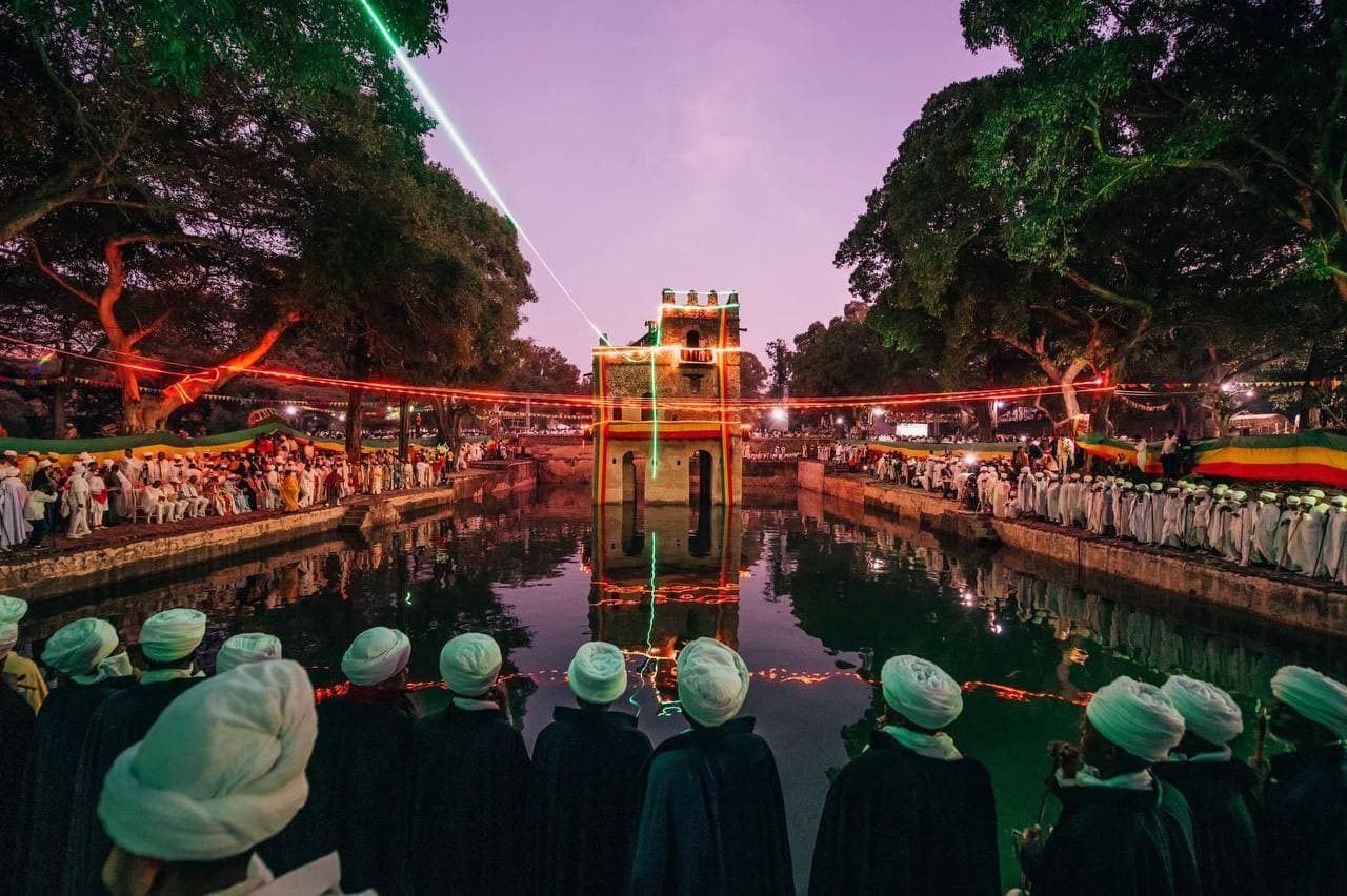 Ethiopians gathered for a traditional religious festival celebration