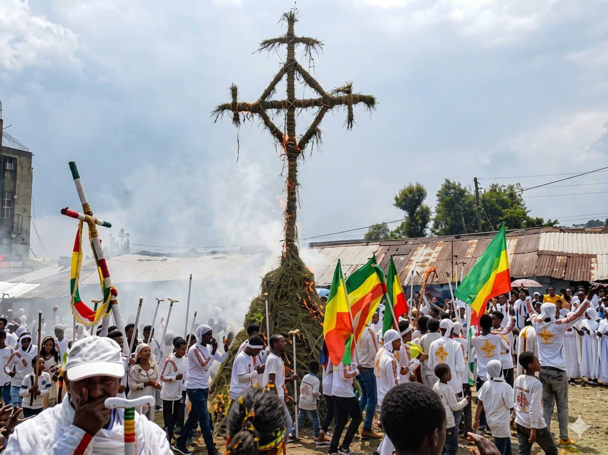 Meskel Festival torch procession in Addis Ababa