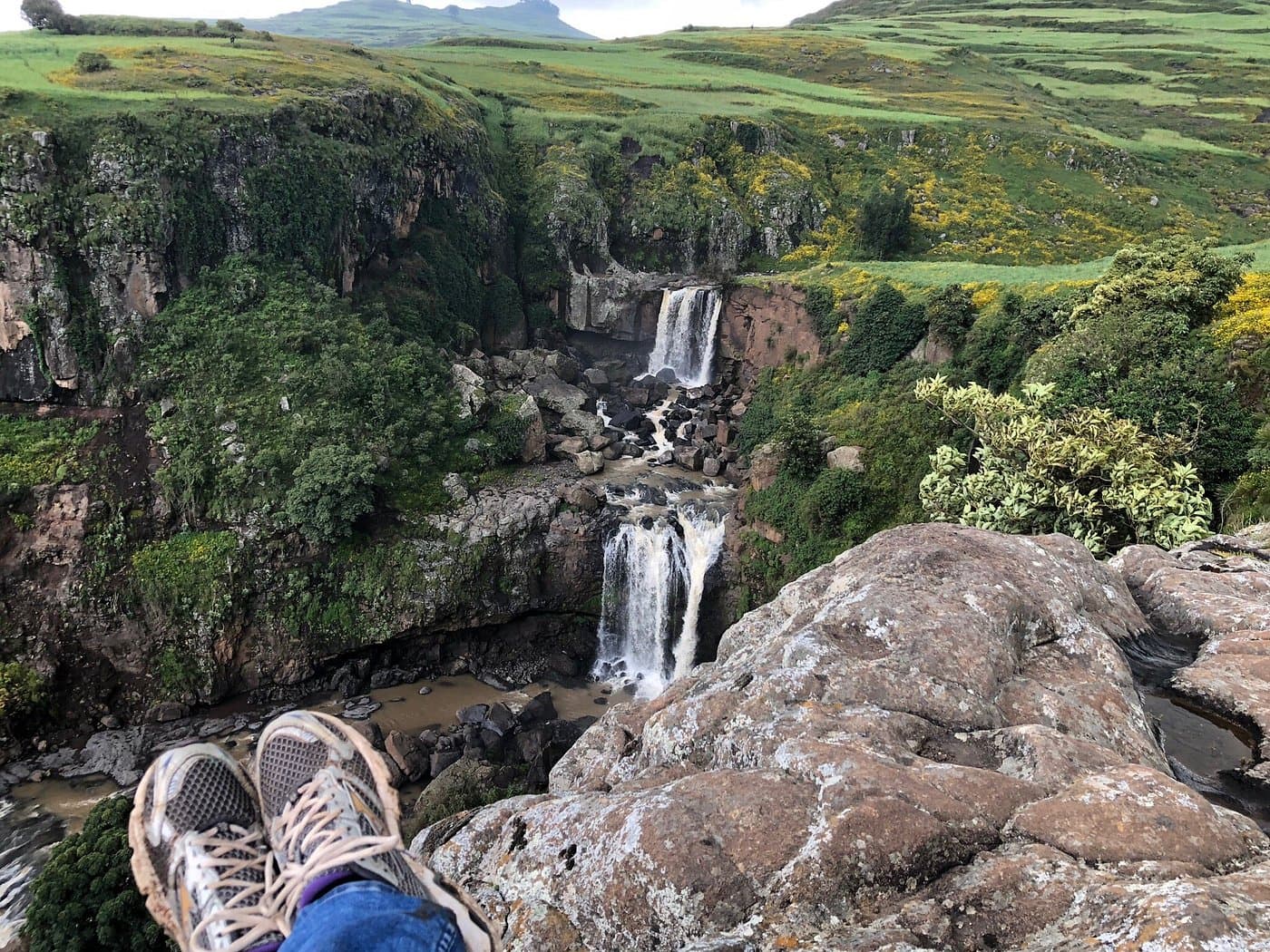 Ethiopian Highlands Waterfall Hiker View