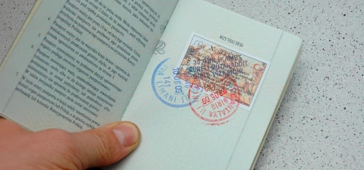Passport stamps on an Ethiopia tourist visa, demonstrating the entry process