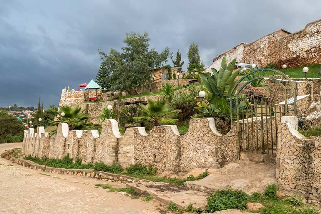 Stone wall and garden gate at Harar, Ethiopia