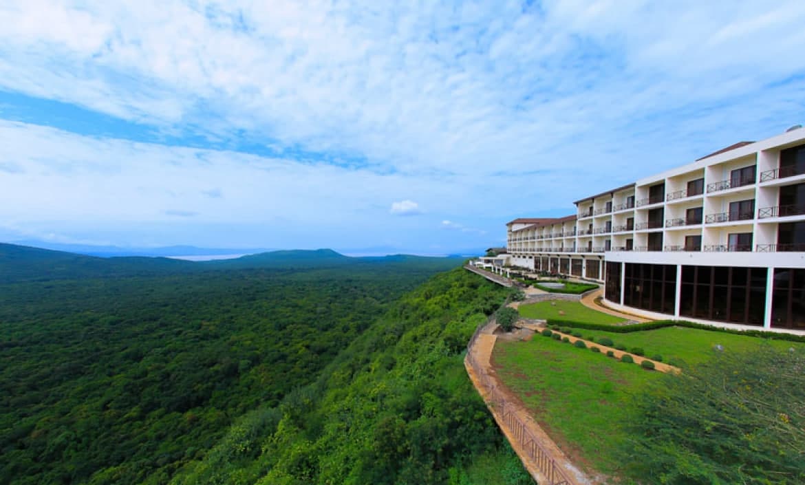 Scenic view of Kuriftu Resort from the Rift Valley, Ethiopia