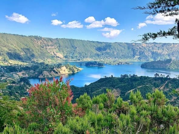 Scenic view of Lake Wenchi from a volcanic crater, Ethiopia