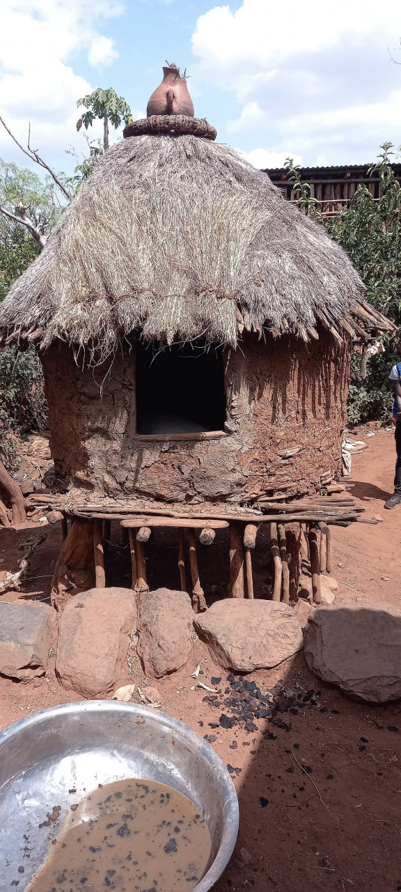 Traditional raised thatched hut of the Dassanech people, Omo Valley, Ethiopia